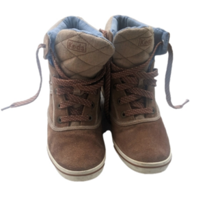 KEDS ROOKIE WEDGE HIGH TOP SUEDE SNEAKER CAMEL TAN SIZE 7.5